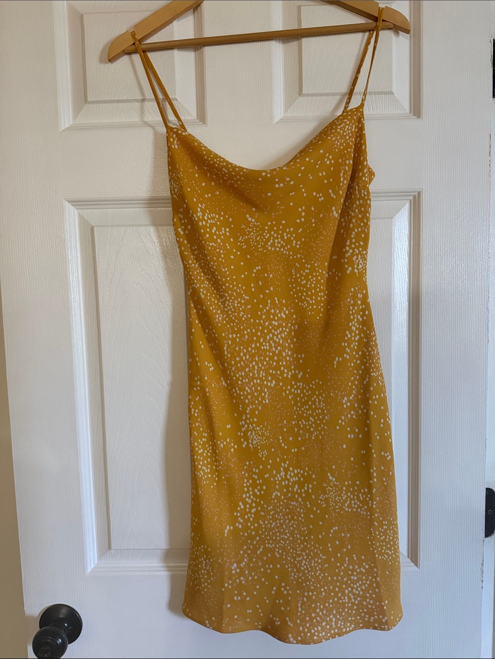 Express Mustard Yellow Spotted Slip Dress
